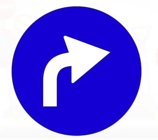 İleriden Sağa Mecburi Yön Levhası Sağa Mecburi İşareti Tabelası TT-35g