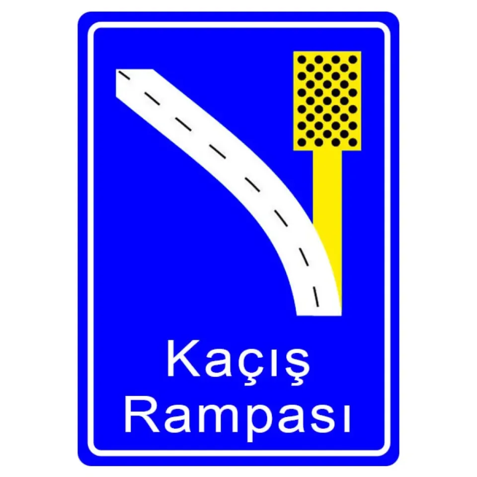 Kaçış Rampası Sol Trafik Bilgi İşareti Tabelası Levhası Anlamı Fiyatı