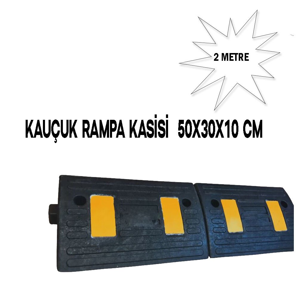 Kauçuk Rampa Seti 2 Metre - Otopark Rampası, Kablo Kanallı, Kaldırım Rampası 50 x 30 x 10 cm