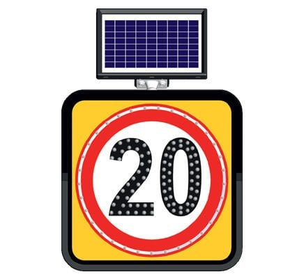 Azami Hız Sınırı İşareti 20 km Güneş Enerjili Ledli Solar Trafik Levhası