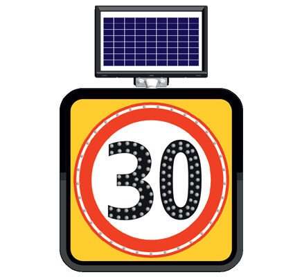 Azami Hız Sınırlaması 30 km Güneş Enerjili Ledli Solar Trafik Levhası