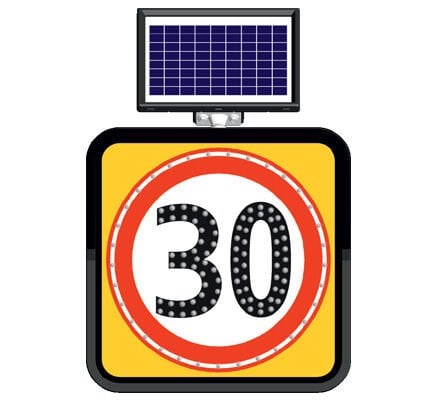 Azami Hız Sınırlaması 30 km Güneş Enerjili Ledli Solar Trafik Levhası