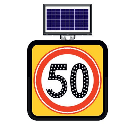 Azami Hız Sınırlaması 50 km Güneş Enerjili Ledli Solar Trafik Levhası