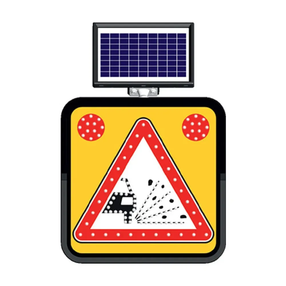 Gevşek Malzemeli Zemin Tabelası Güneş Enerjili Ledli Solar Trafik Levhası