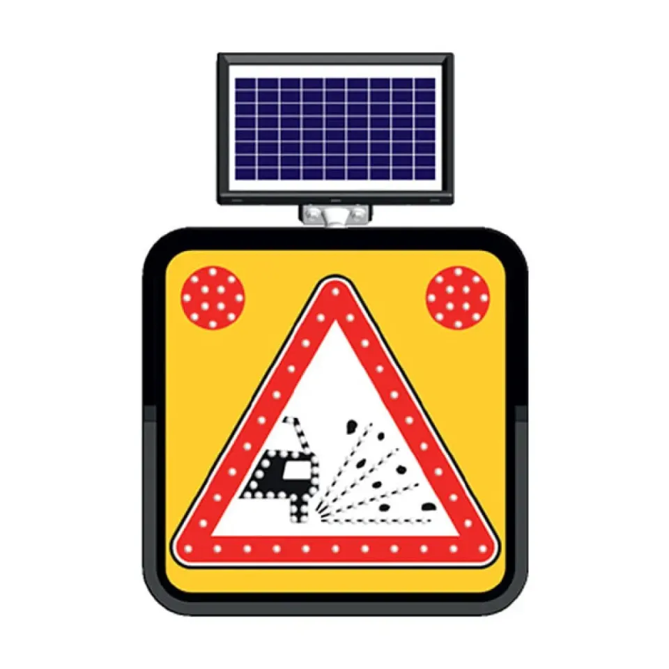 Gevşek Malzemeli Zemin Tabelası Güneş Enerjili Ledli Solar Trafik Levhası