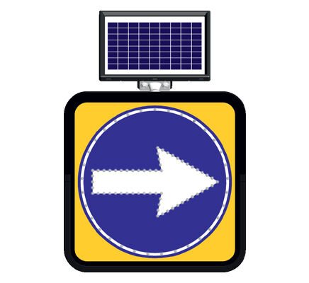 Sağa Mecburi Yön Tabelası İşareti Güneş Enerjili Ledli Solar Trafik Levhası