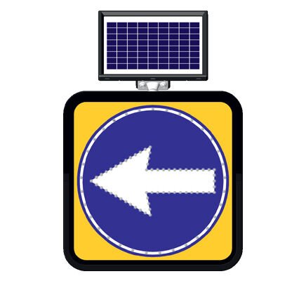 Sola Mecburi Yön Tabelası İşareti Güneş Enerjili Ledli Solar Trafik Levhası