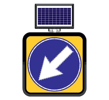 Yol Bakım Onarım Levhası Güneş Enerjili Soldan Gidiniz Trafik Levhası