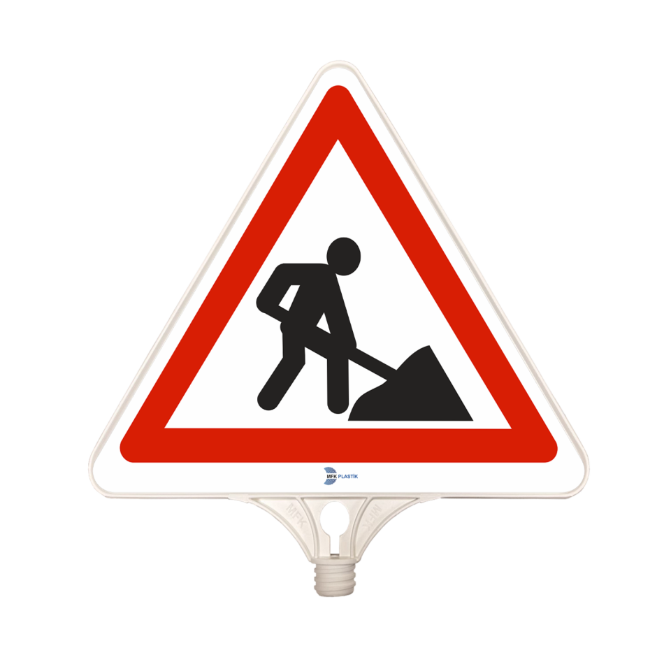 Çalışma Var Tabelası Uyarı İşareti Üçgen Dikkat Çalışma Plastik Levhası (Çift Taraflı)
