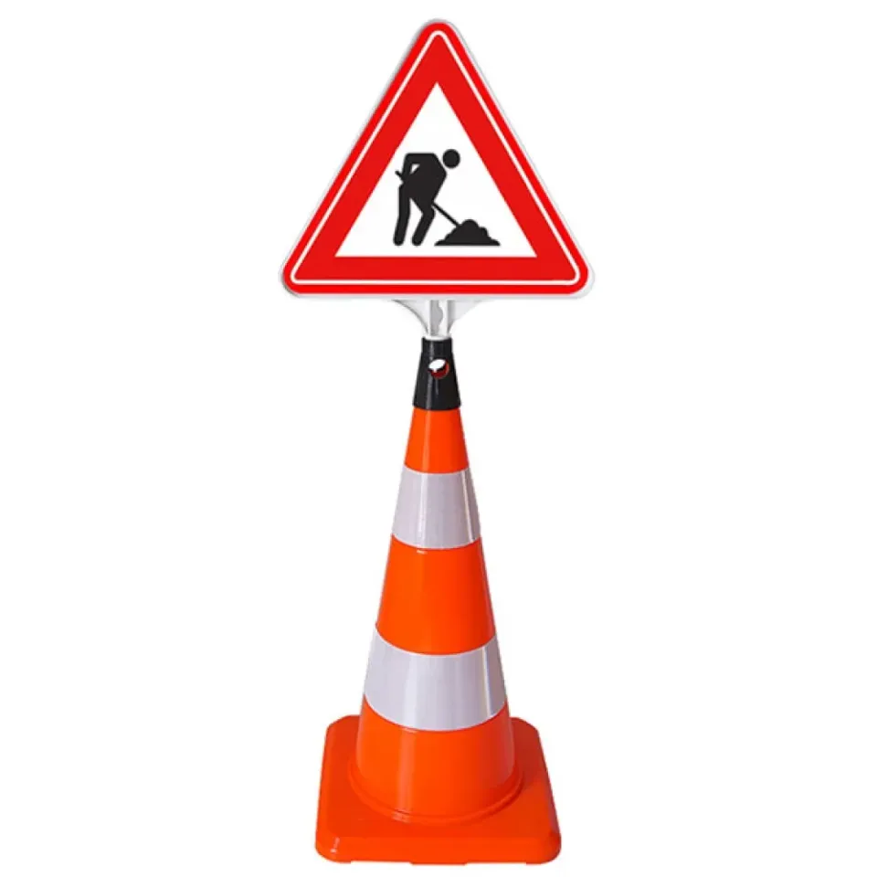 Çalışma Var Tabelası Uyarı İşareti Üçgen Dikkat Çalışma Plastik Levhası (Çift Taraflı)