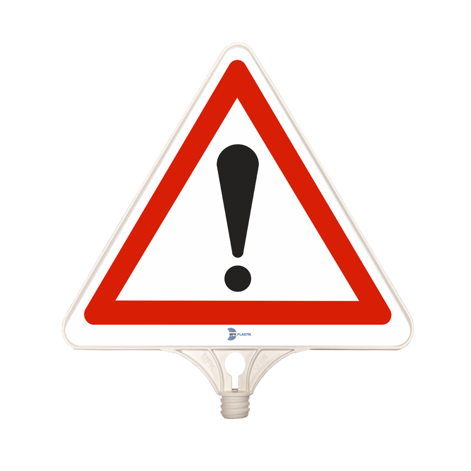 Dikkat Levhası Anlamı İşareti Üçgen Dikkat Plastik Trafik Uyarı Tabelası (Çift Taraflı)