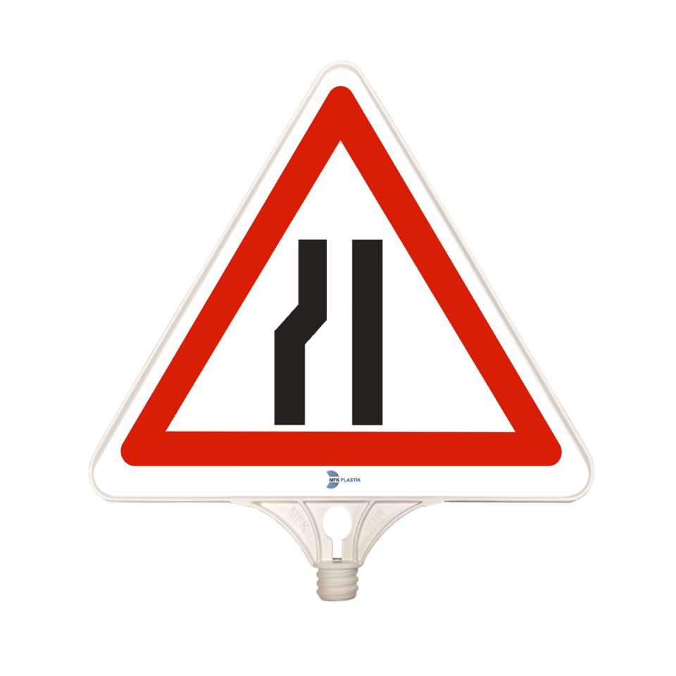 Soldan Daralan Yol Plastik Üçgen Trafik Levhası Tabelası İşareti Fiyatı (Tek Taraflı)