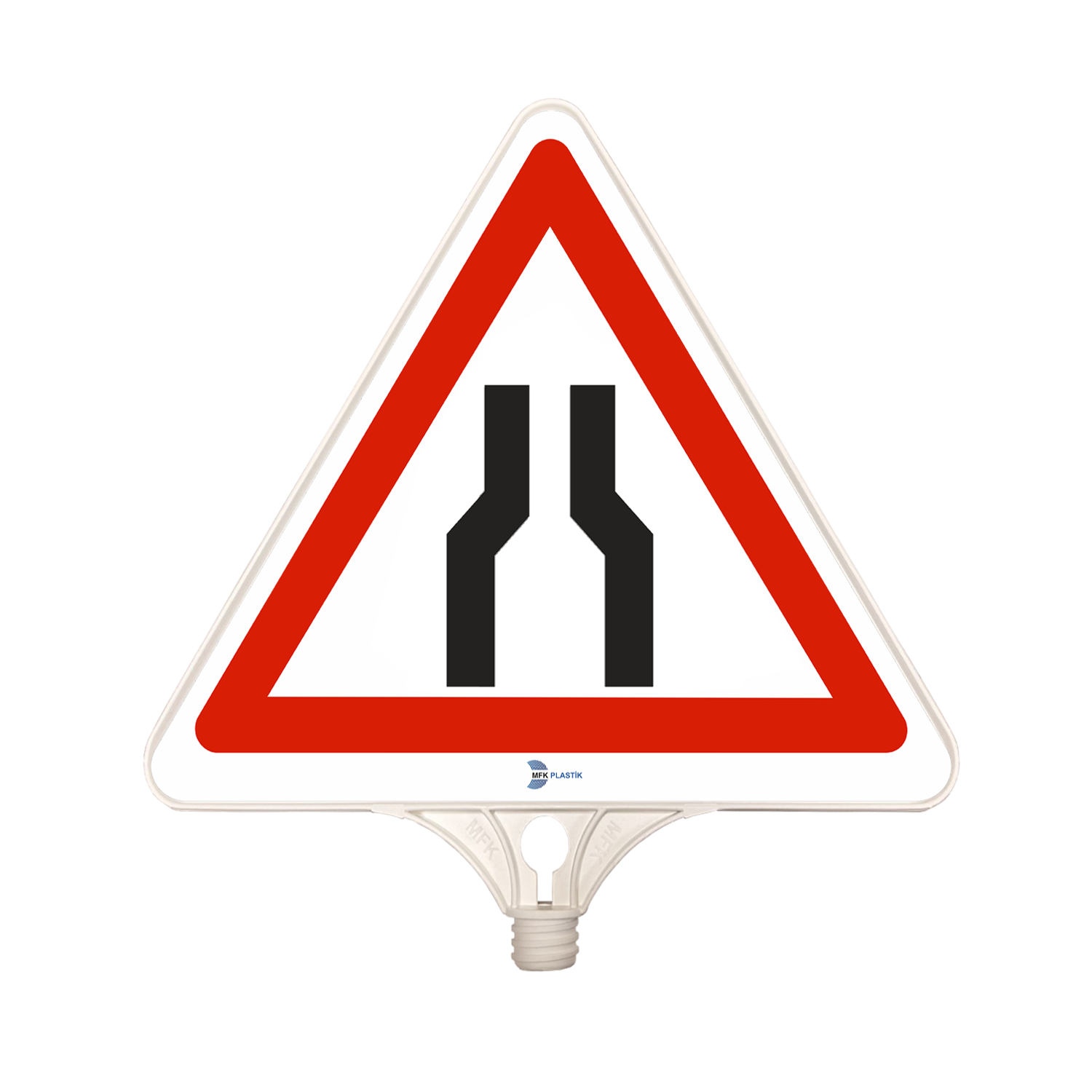 Her İki Taraftan Daralan Kaplama Tabelası Üçgen Plastik Levhası İşareti (Tek Taraflı)