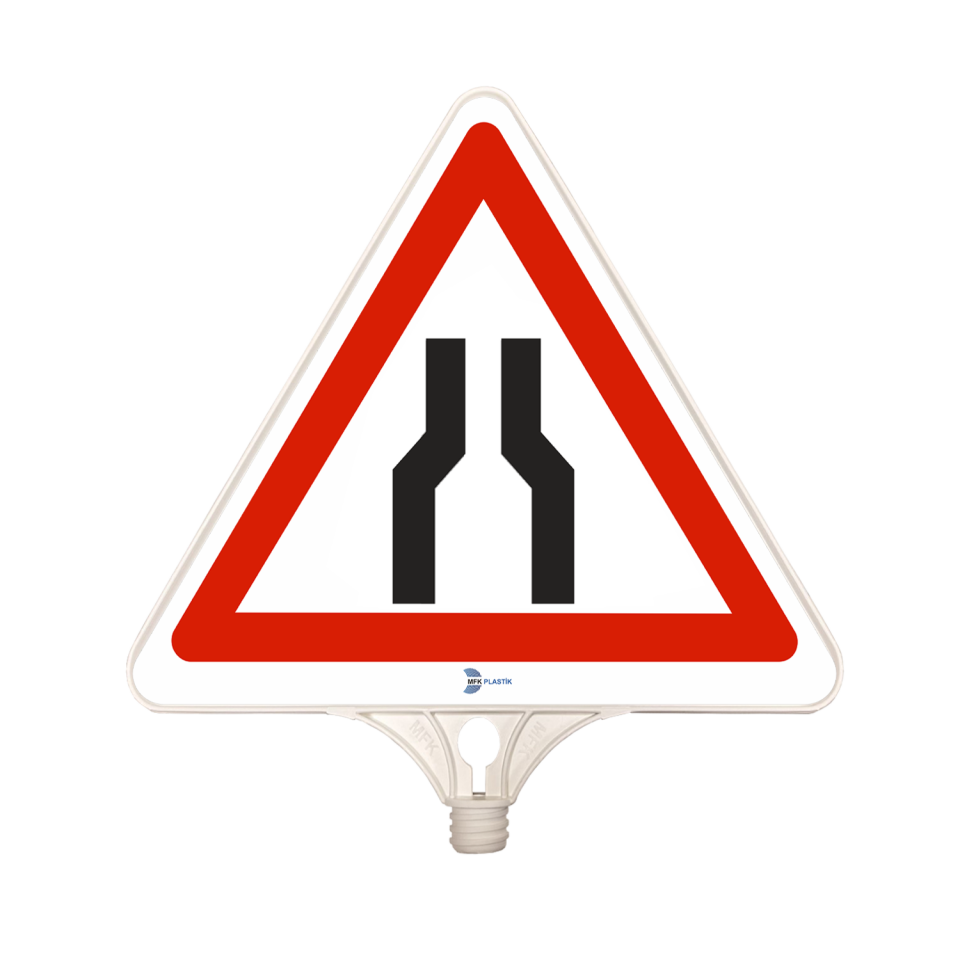 Her İki Taraftan Daralan Kaplama Tabelası Üçgen Plastik Levhası İşareti (Tek Taraflı)