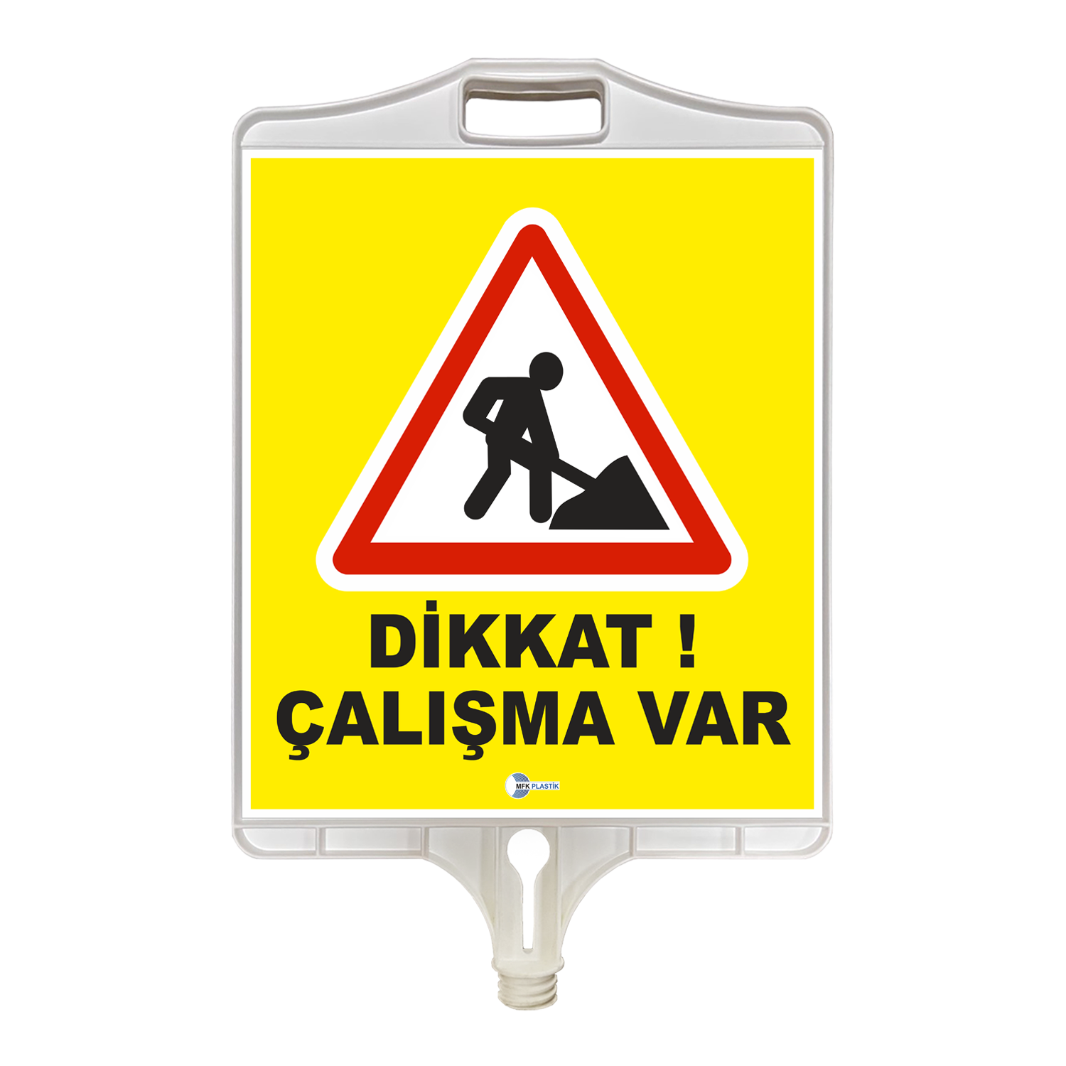 Dikkat Çalışma Var Tabelası Uyarı İşareti Dikdörtgen Plastik Trafik Levhası (Çift Taraflı)