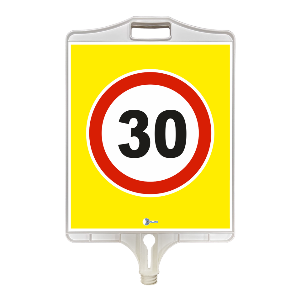 Azami Hız Sınırlaması Levhası 30 km Dikdörtgen Plastik Trafik Levhası (Tek Taraflı)