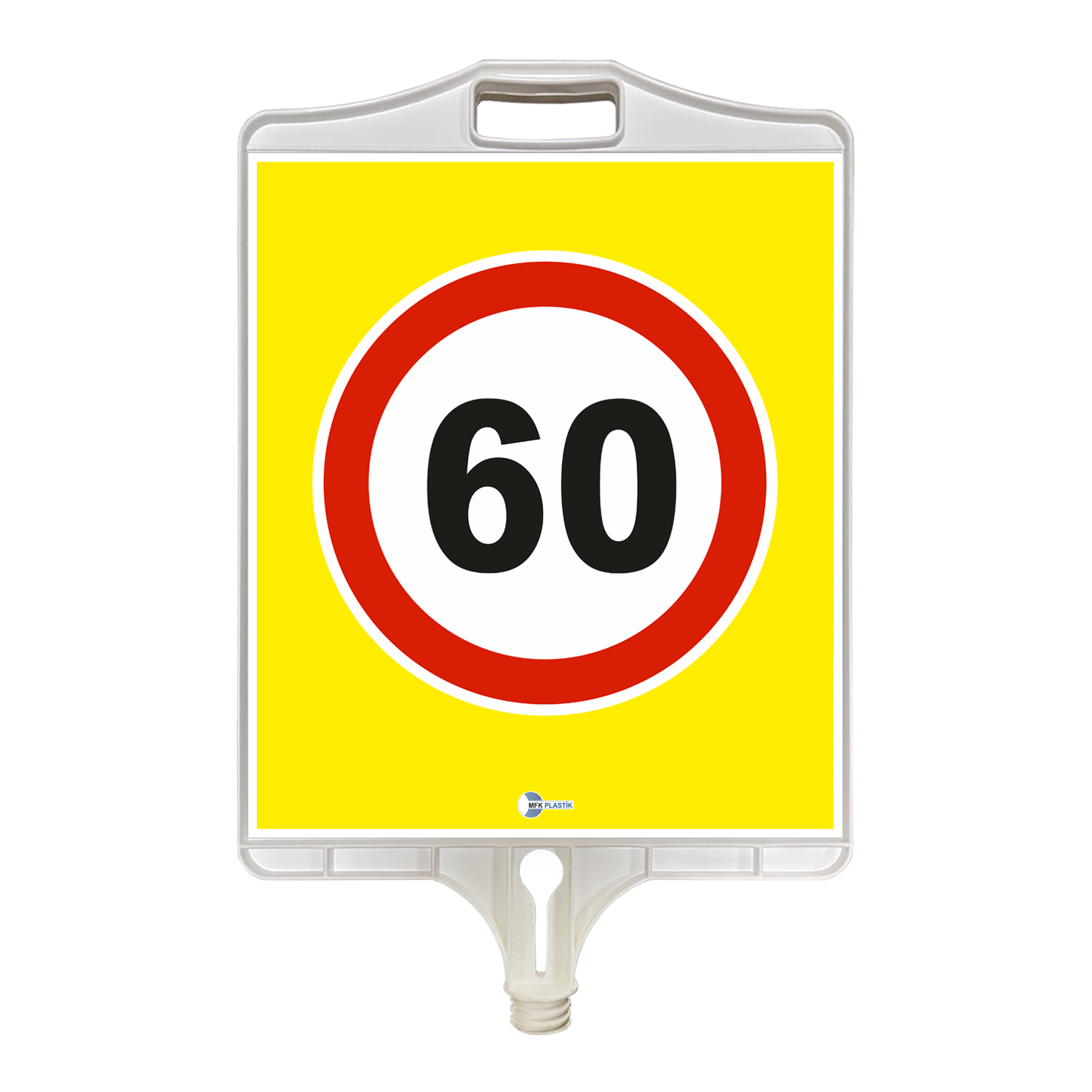 Azami Hız Sınırlaması Levhası 60 km Dikdörtgen Plastik Trafik Levhası (Tek Taraflı)