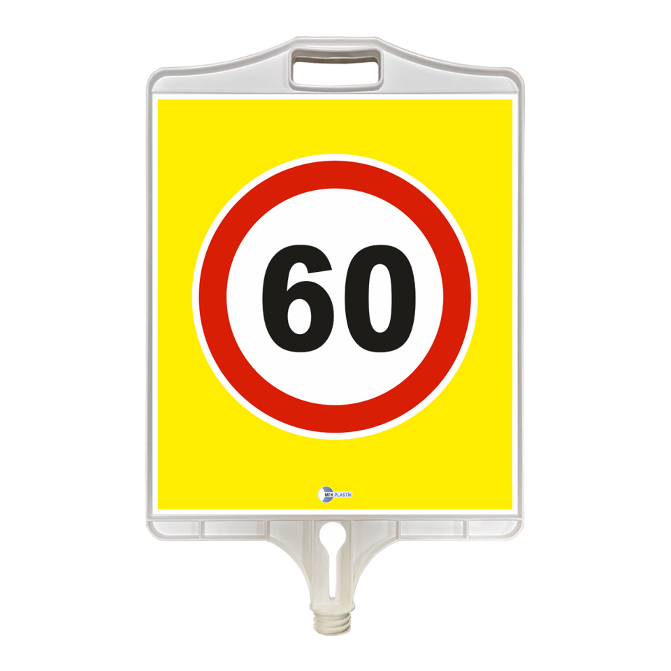 Azami Hız Sınırlaması Levhası 60 km Dikdörtgen Plastik Trafik Levhası (Tek Taraflı)