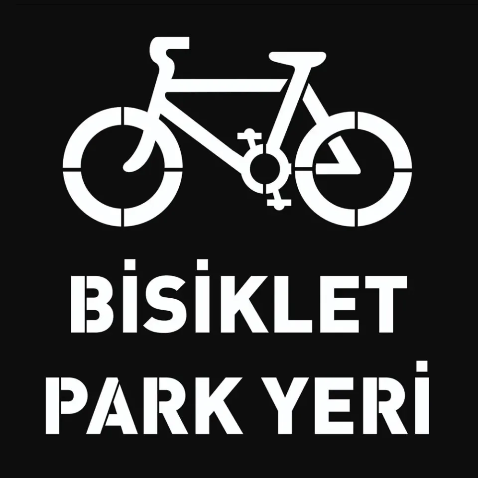 Bisiklet Park Yeri Şablonu Otopark Boya Şablonu Bisiklet Sembolü İşareti 60x60 cm / 100x100 cm