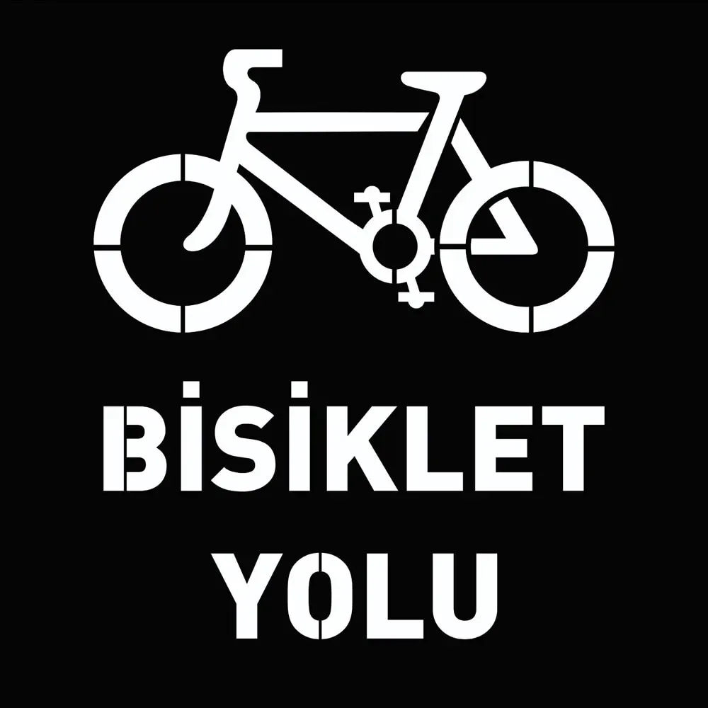 Bisiklet Yolu Şablonu Otopark Boya Şablonu Bisiklet Yolu Sembolü Üretimi 60x60 cm / 100x100 cm