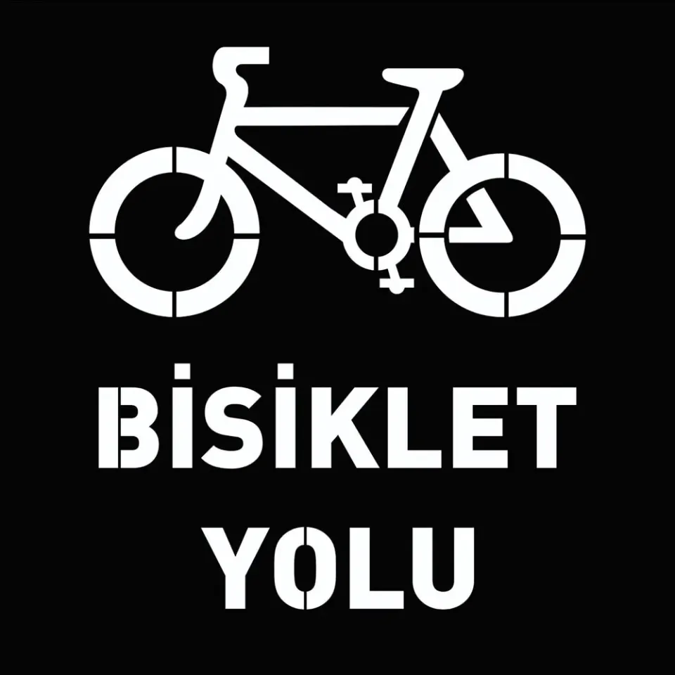 Bisiklet Yolu Şablonu Otopark Boya Şablonu Bisiklet Yolu Sembolü Üretimi 60x60 cm / 100x100 cm