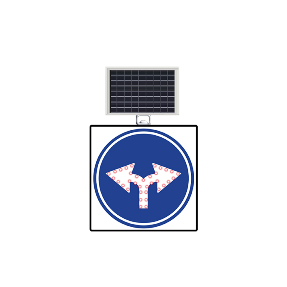 Her iki Yöne Gidilir işareti Güneş Enerjili Ledli Solar Trafik Levhası Tabela TT-35f