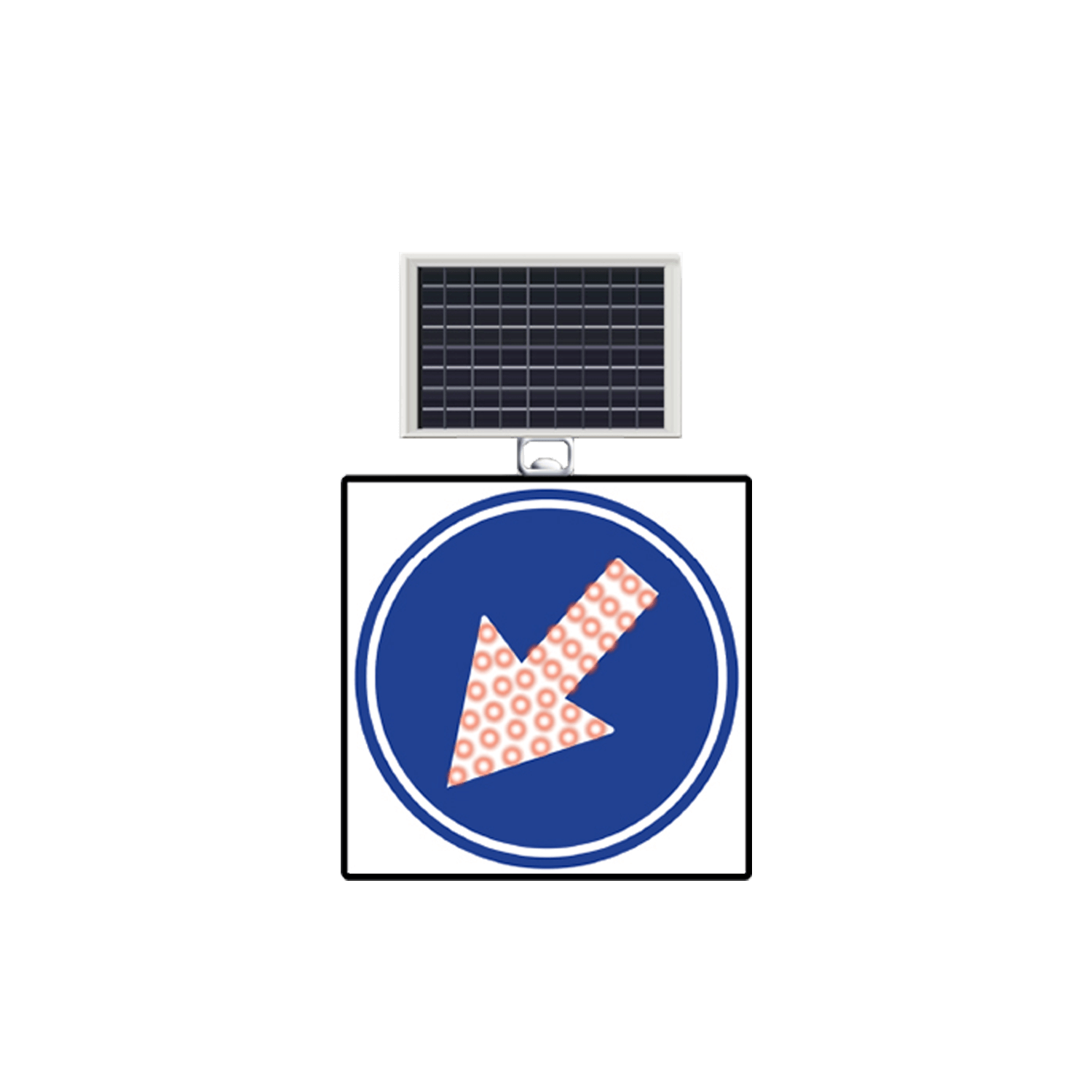 Sola Mecburi Yön Levhası Güneş Enerjili Ledli Uyarı Trafik Levhası Tabela TT-35b