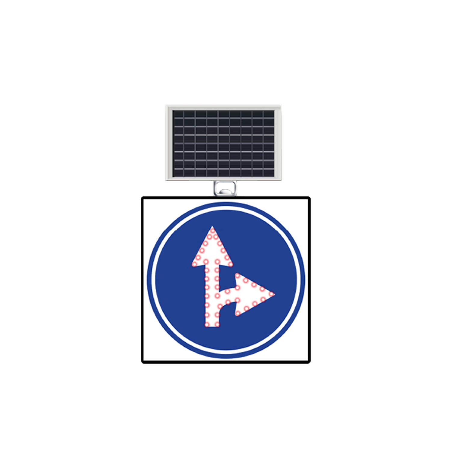 ileri ve Sağa Mecburi Yön Levhası Güneş Enerjili Ledli Uyarı Trafik Levhası TT-35d