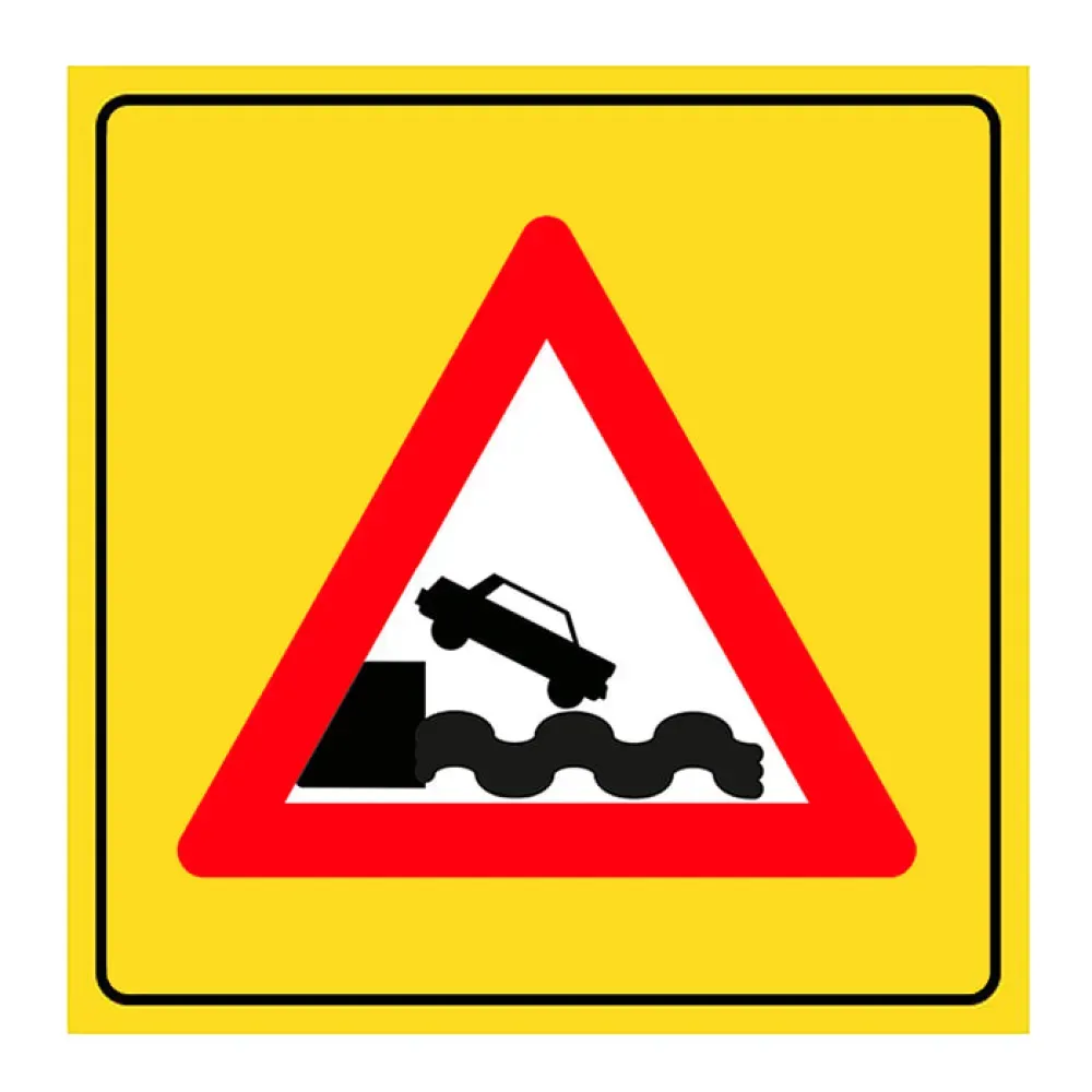 Deniz veya Nehir Kıyısında Biten Yol Anlamı Onarım Trafik Levhası T-6