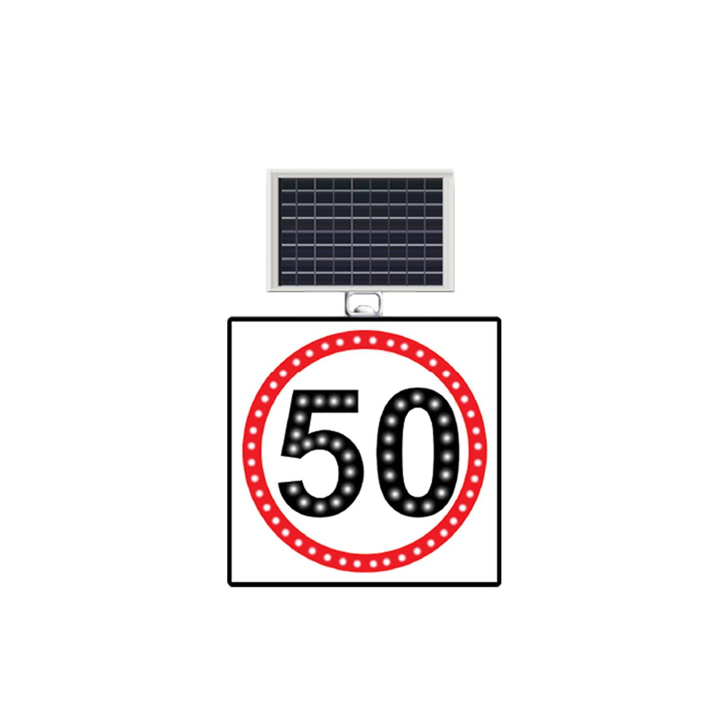 Hız Sınırı 50 km Tabelası Güneş Enerjili Ledli Hız Limiti 50 Km Levhası ST 1416