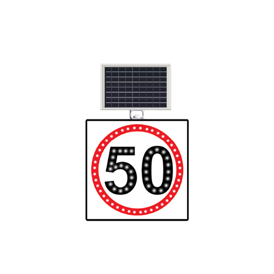 Hız Sınırı 50 km Tabelası Güneş Enerjili Ledli Hız Limiti 50 Km Levhası ST 1416
