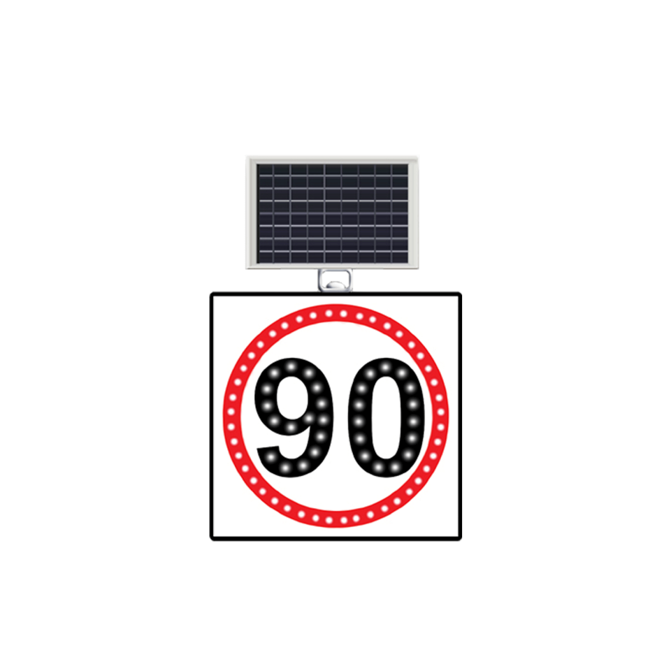 Hız Sınırı 90 km Levhası Güneş Enerjili Ledli Hız Limiti 90 Km Tabelası TT-29