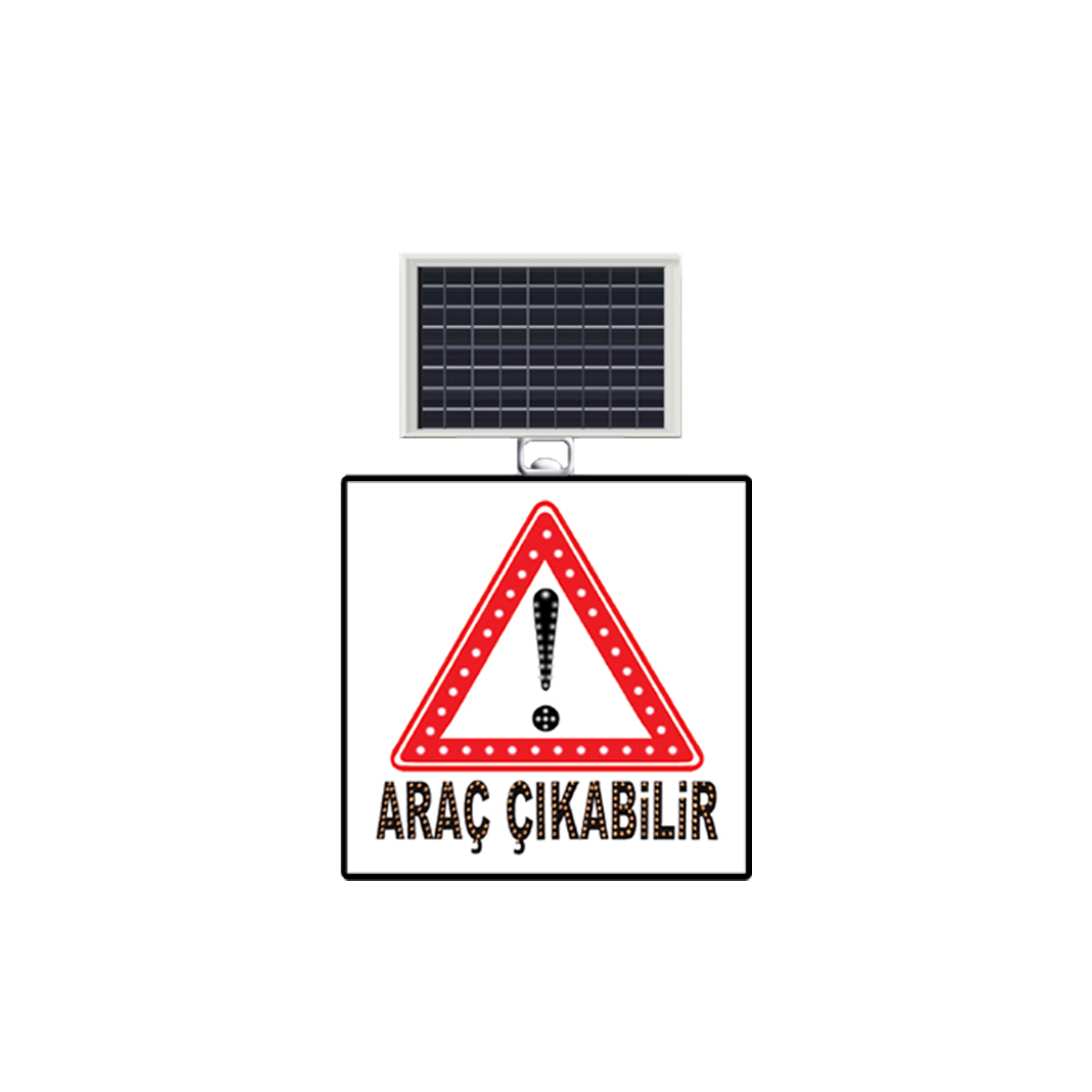 Dikkat Araç Çıkabilir Levhası Güneş Enerjili Ledli Solar Trafik Levhası