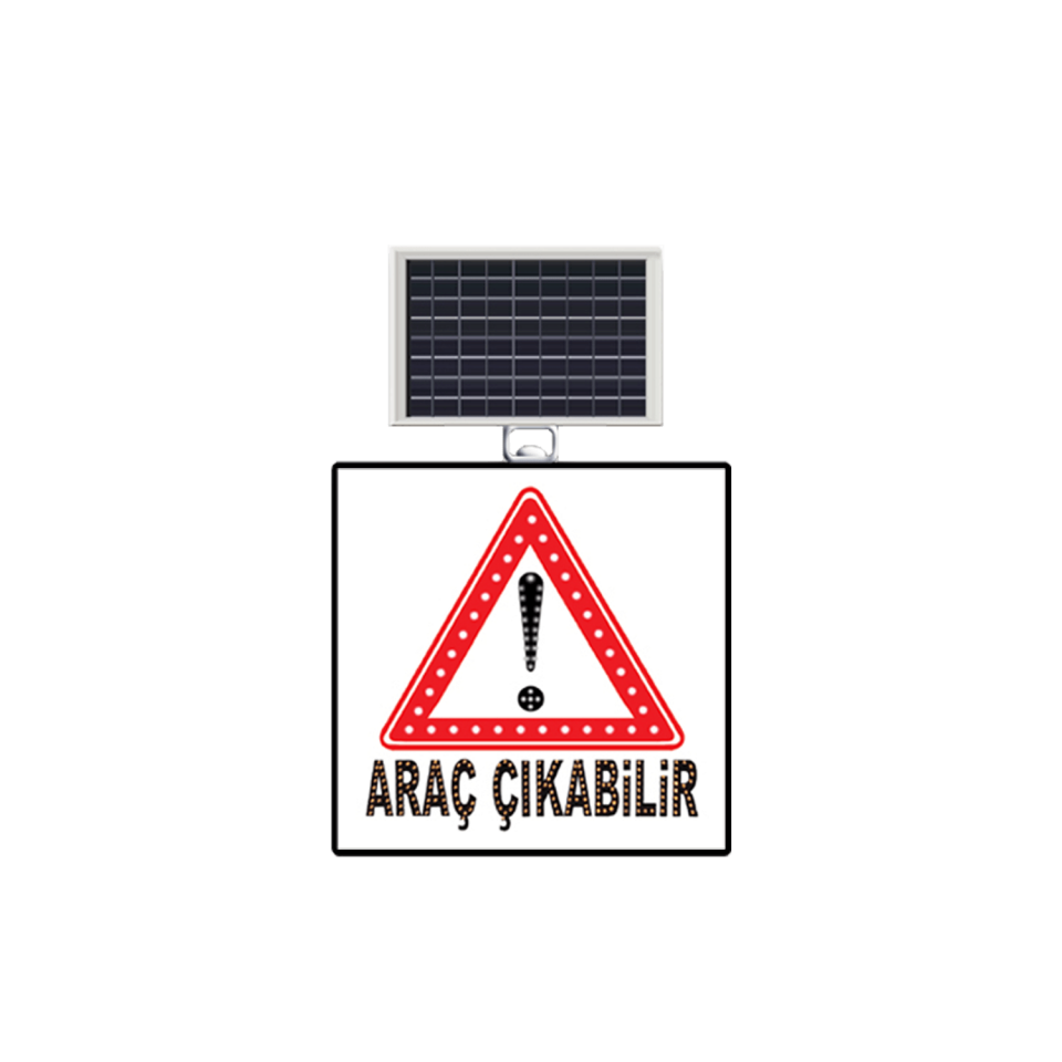Dikkat Araç Çıkabilir Levhası Güneş Enerjili Ledli Solar Trafik Levhası