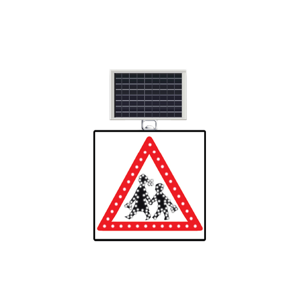 Okul Geçidi Levhası Anlamı Güneş Enerjili Ledli Bilgilendirme Levhası T-12