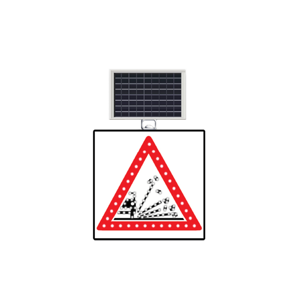 Gevşek Malzemeli Zemin işareti Güneş Enerjili Ledli Gevşek Zeminli Levha T-9