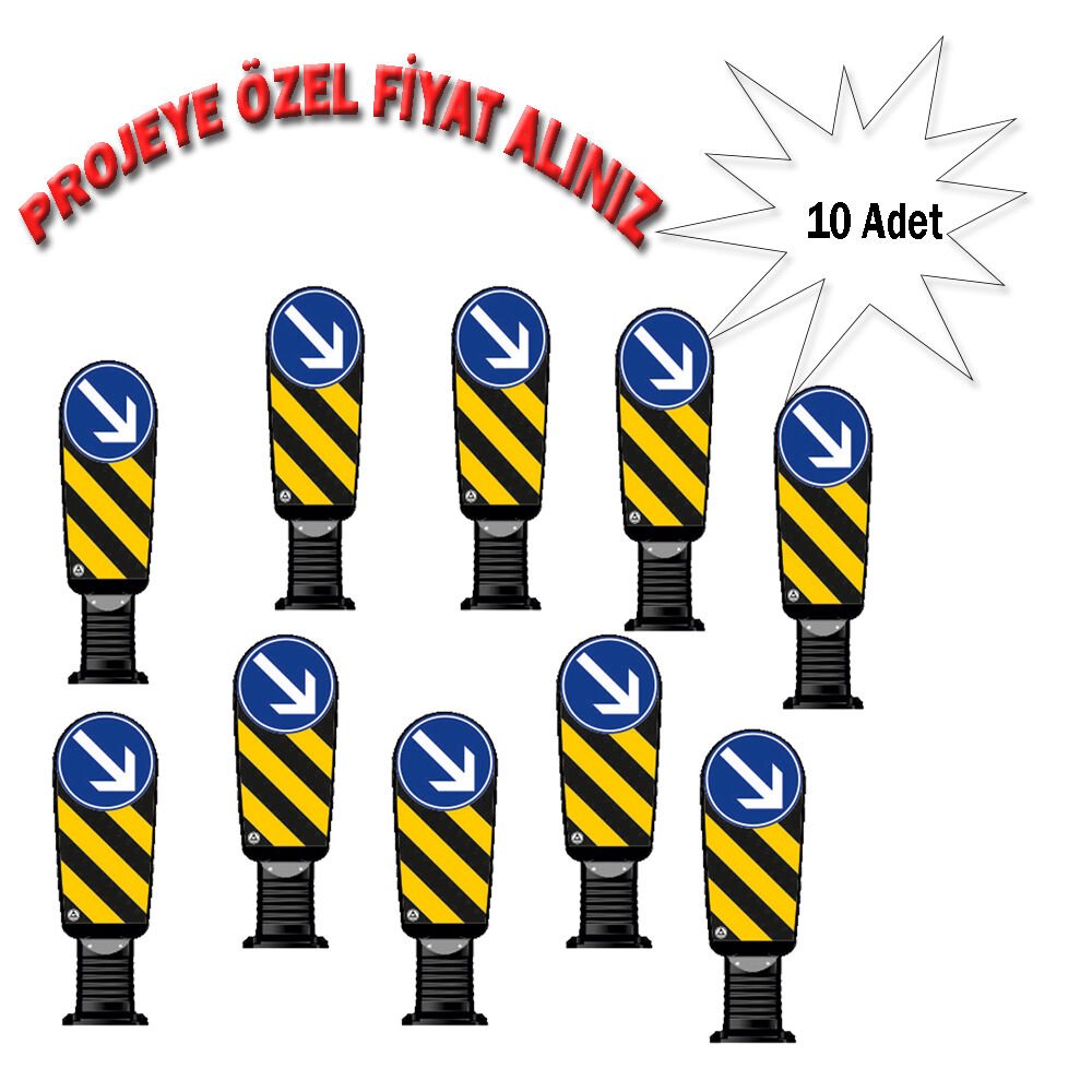 Esnek Refüj Levha Esnek Refüj Başı Tabelası Refüj Dubası Levhası 100 cm Evelux (ø300mm) 10 ADET