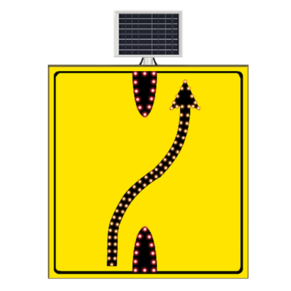 Şerit Aktarım Tabelası Soldan Sağa Güneş Enerjili Ledli Levhası İşareti