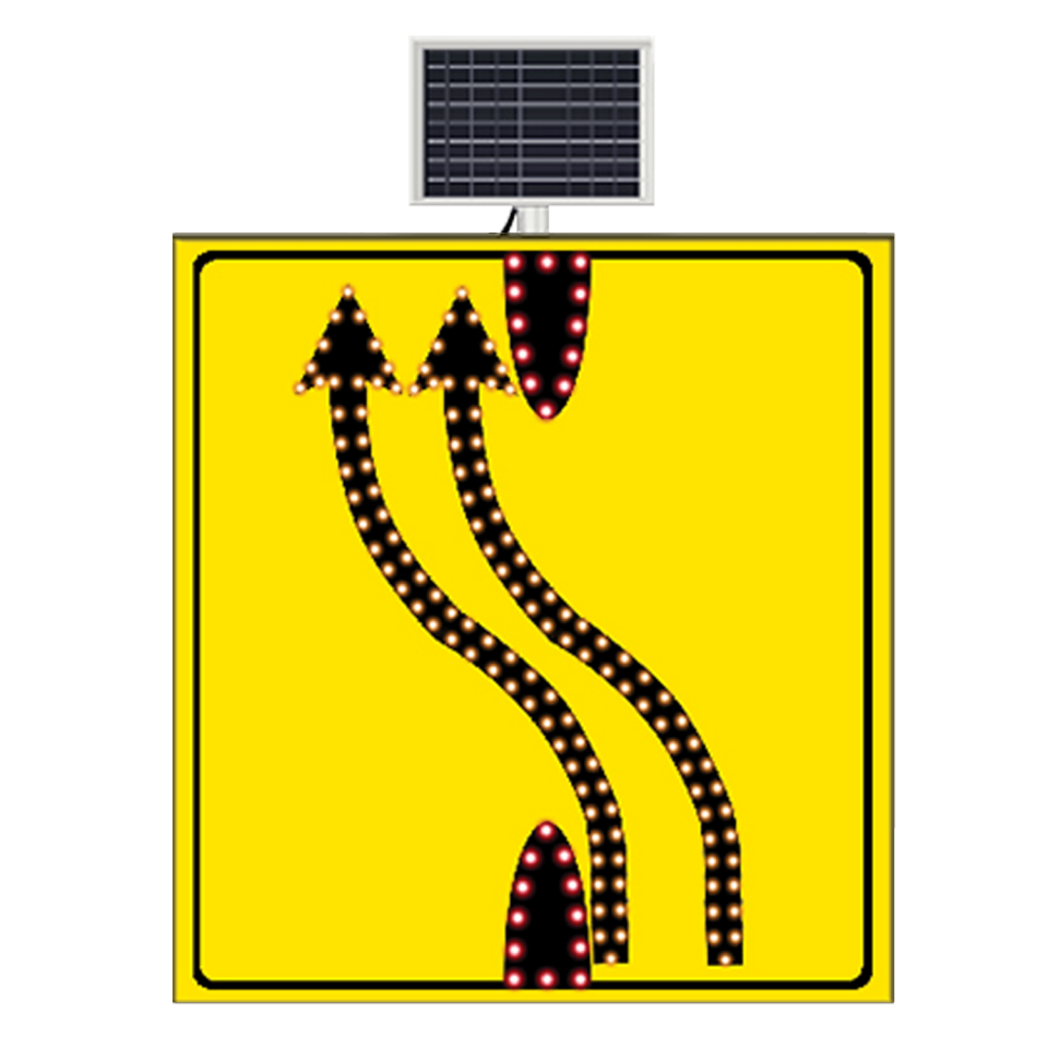 Işıklı Trafik Levhası Şerit Aktarım Sağdan Sola Güneş Enerjili Ledli Levhası