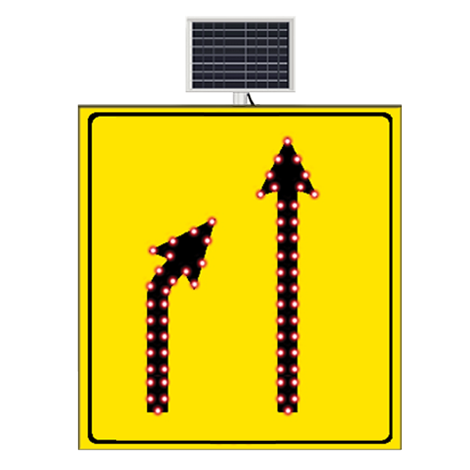 Daralan Yol İşareti Soldan Sağa Daralan Kaplama Yol Güneş Enerjili Ledli