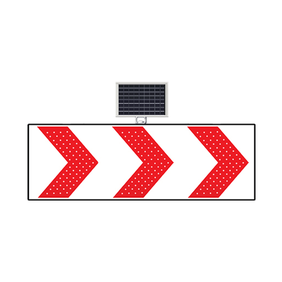 Tehlikeli Viraj Sağ Yön Levhası Güneş Enerjili Ledli Tabela Trafik Levhası