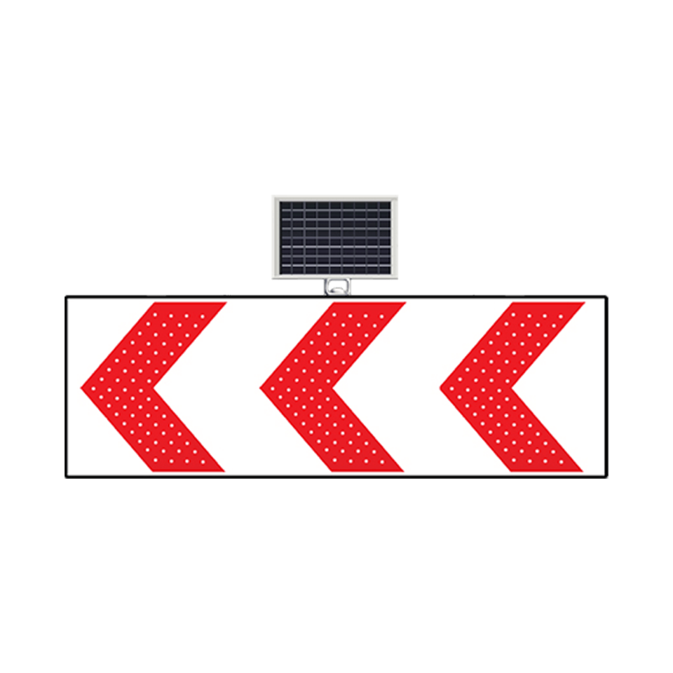 Tehlikeli Viraj Sol Yön Levhası Güneş Enerjili Ledli Tabela Trafik Levhası