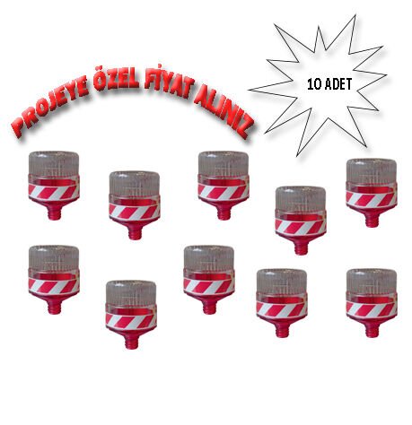 Güneş Enerjili Yol İkaz Lambası Solar Güneş Enerjili Ledli Flaşör Lamba Kırmızı Evelux 11817 FL K (10 ADET)