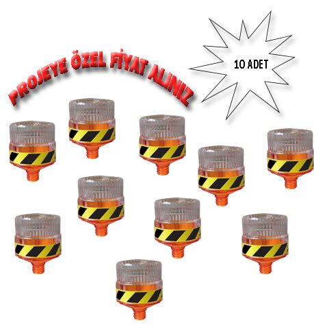 Led Flaşör Fiyatları Güneş Enerjili Ledli Flaşör Lamba Solar Uyarıcı Flaşör Sarı Evelux 11819 FL S (10 ADET