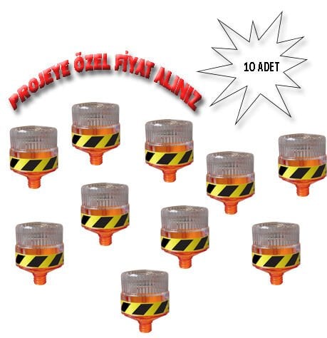 Led Flaşör Fiyatları Güneş Enerjili Ledli Flaşör Lamba Solar Uyarıcı Flaşör Sarı Evelux 11819 FL S (10 ADET