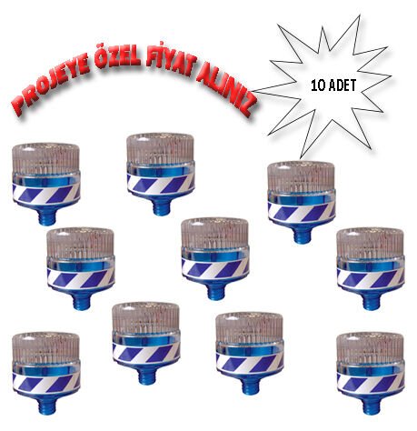 Yol İkaz Lambaları Güneş Enerjili Flaşör Yol Flaşörü Ledli Solar Uyarıcı Mavi Evelux 11821 FL M (10 ADET)