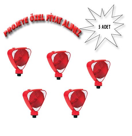 Üçgen Çakar Lamba Güneş Enerjili Flaşör Lambası Solar Trafik Flaşörü (Kırmızı) Evelux 11813 FL K (5 ADET)