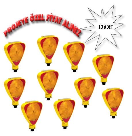 Güneş Enerjili Yol İkaz Lambası Fiyatı Solar Flaşör Uyarıcı Trafik Flaşörü (Sarı) Evelux 11811 FL S (10 ADET)